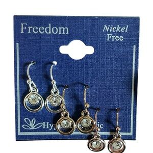 Nickel Free Earrings Set - Silver,  Gold and Rose Gold